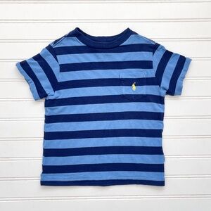 POLO RALPH LAUREN VGUC Blue Navy Striped Pique Cotton Crewneck Shirt